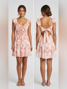 Madden NYC Tropical Floral Cut-Out Mini Dress Sz S